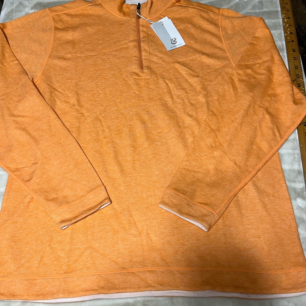 Collars & Co Zen Reversible 1/4 Zip Pullover Mens Large Orange Preppy Golf Shirt
